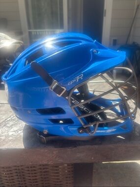 Cascade CPV-R Blue Lacrosse Helmet with Gray Cage